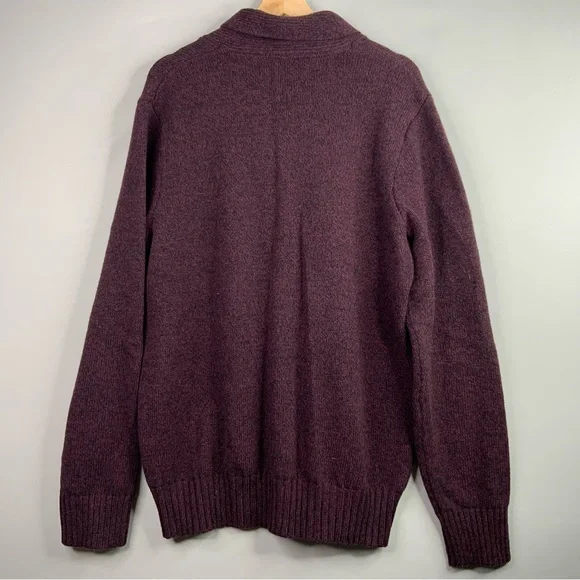 Eddie Bauer Purple Wool Blend Knit Crowl Pullover Cardigan Sweater Size L (NWT). - Picture 2 of 7